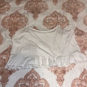 American Eagle Outfitters White Ruffled Crop Top
